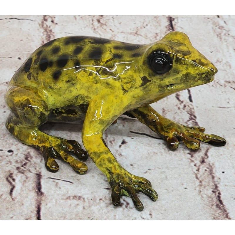 Yellow Poison Dart Tree Frog Bronze Metal Figurine Signed Numbered Sculpture By Marius