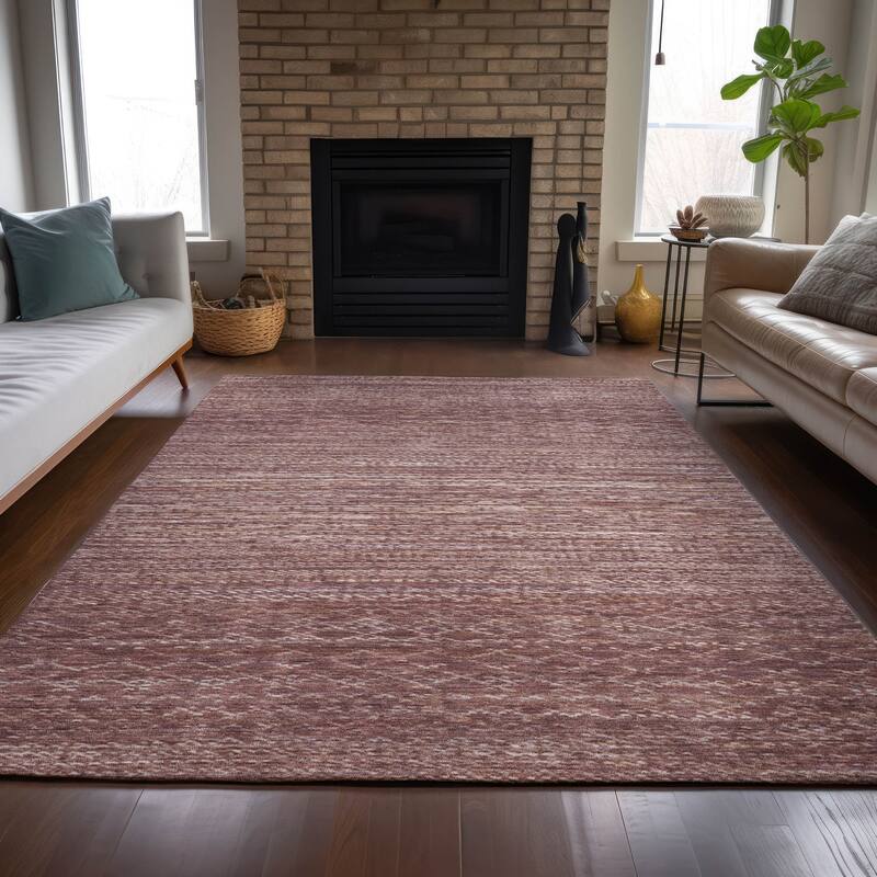 Machine Washable Indoor/Outdoor Modern Trellis Chantille Rug