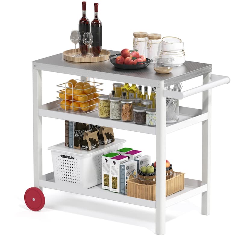 Patio Grill carts Moveable kitchen island - White