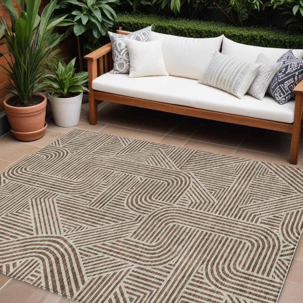 HomeRoots Abstract Transitional Rectangle Outdoor Rug