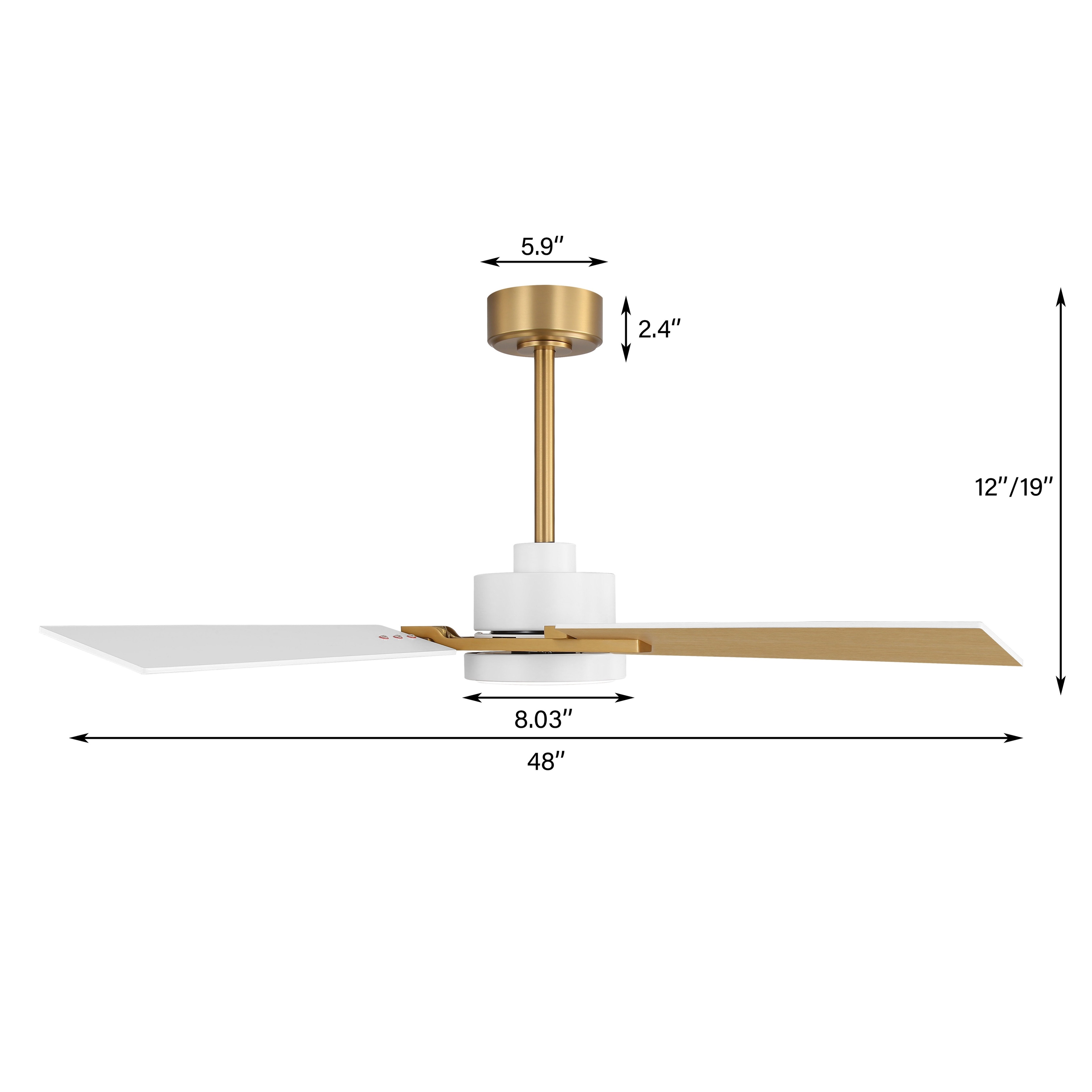 MLiAN 56 In./ 72 In. 4 Plywood Blades Indoor LED Light Ceiling Fan with Remote...
