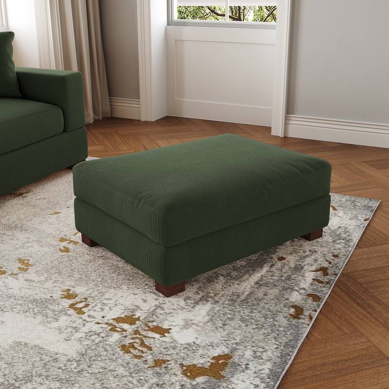 Modern Rectangle Oversized Stripe Corduroy Ottoman
