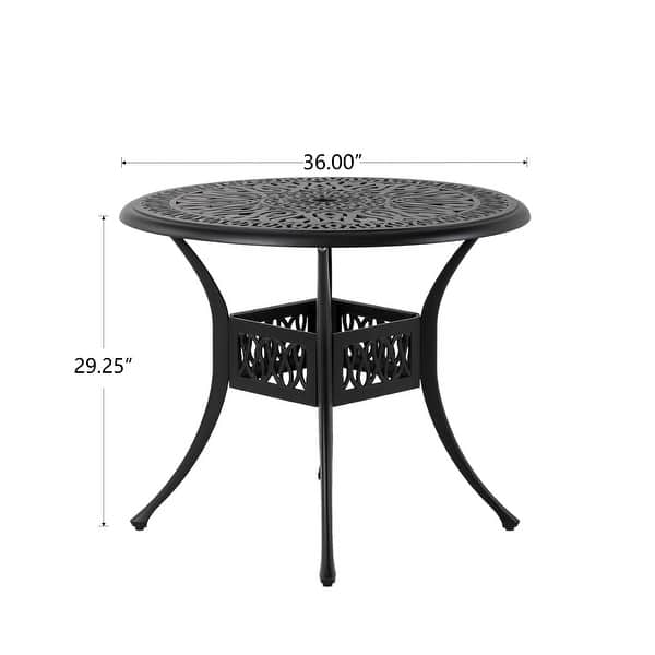 36"D Outdoor Cast Aluminum Round Patio Dining Table by Elm Plus Bed