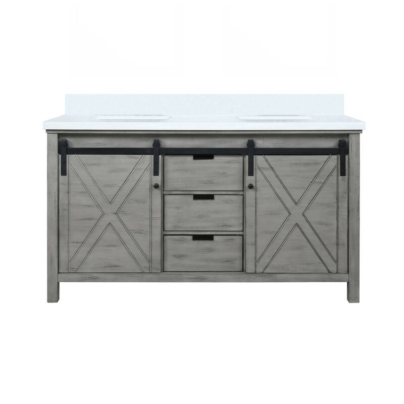 Marsyas Bath Vanity and White Quartz Countertop - 60 - Ash Grey