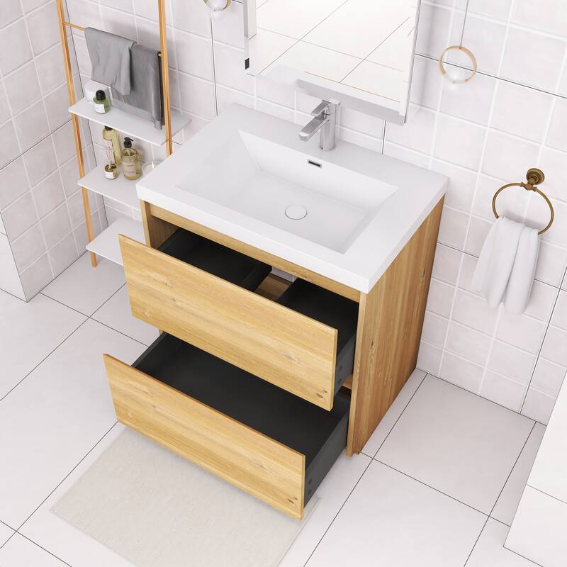 Floating Bathroom Vanity with Integrated Resin Top