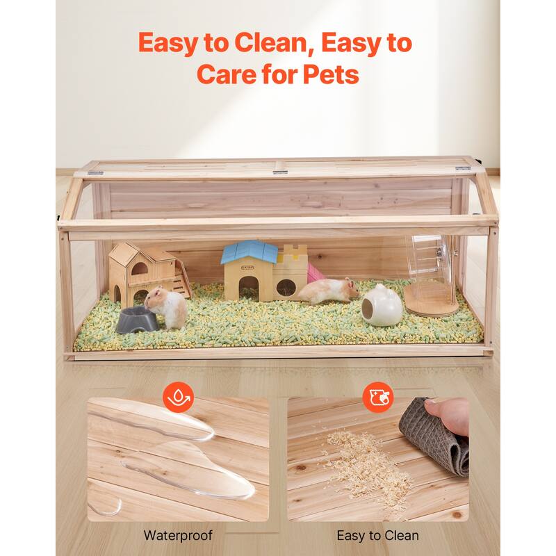 UIMOSO Wooden Hamster Cage, 270° Viewing Hamster Habitat, Dwarf Hamster Cages with Openable Top