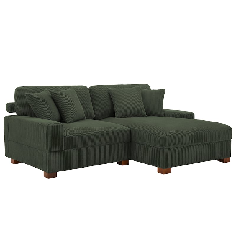 Modern L-Shaped Corduroy Modular Sectional Couch Sofa with Pillows