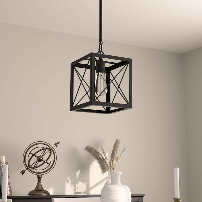 Acroma 1-light Farmhouse Rustic Rectangle Kitchen Island Pendant Light - 8 inches