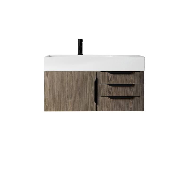 James Martin Vanities Mercer Island 36" Single Vanity, Ash Gray with Matte Black Hardware