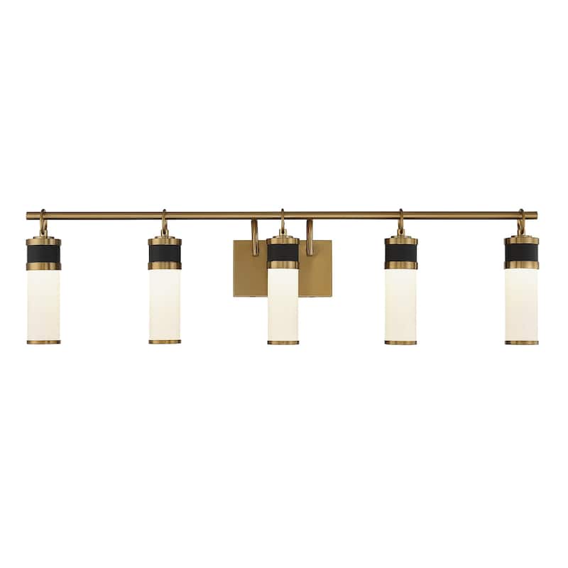 Savoy House 8-1638-5 Abel 5 Light 39" Wide LED Bathroom Vanity Light - Matte Black / Warm Brass