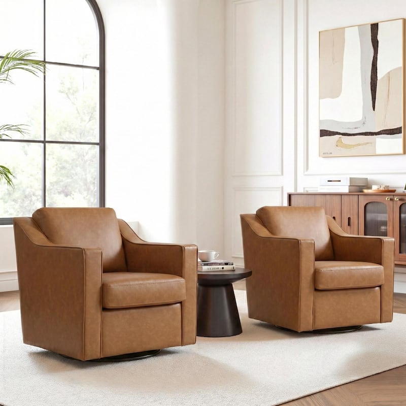 Modern Swivel Upholstered Armchair Accent chair Set of 2