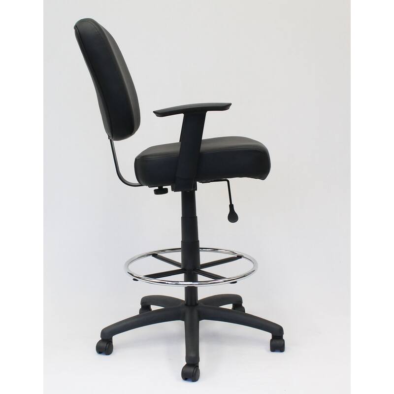 Hya Heavy Duty Swivel Office Stool, Footring & Adjustable Arms, Black