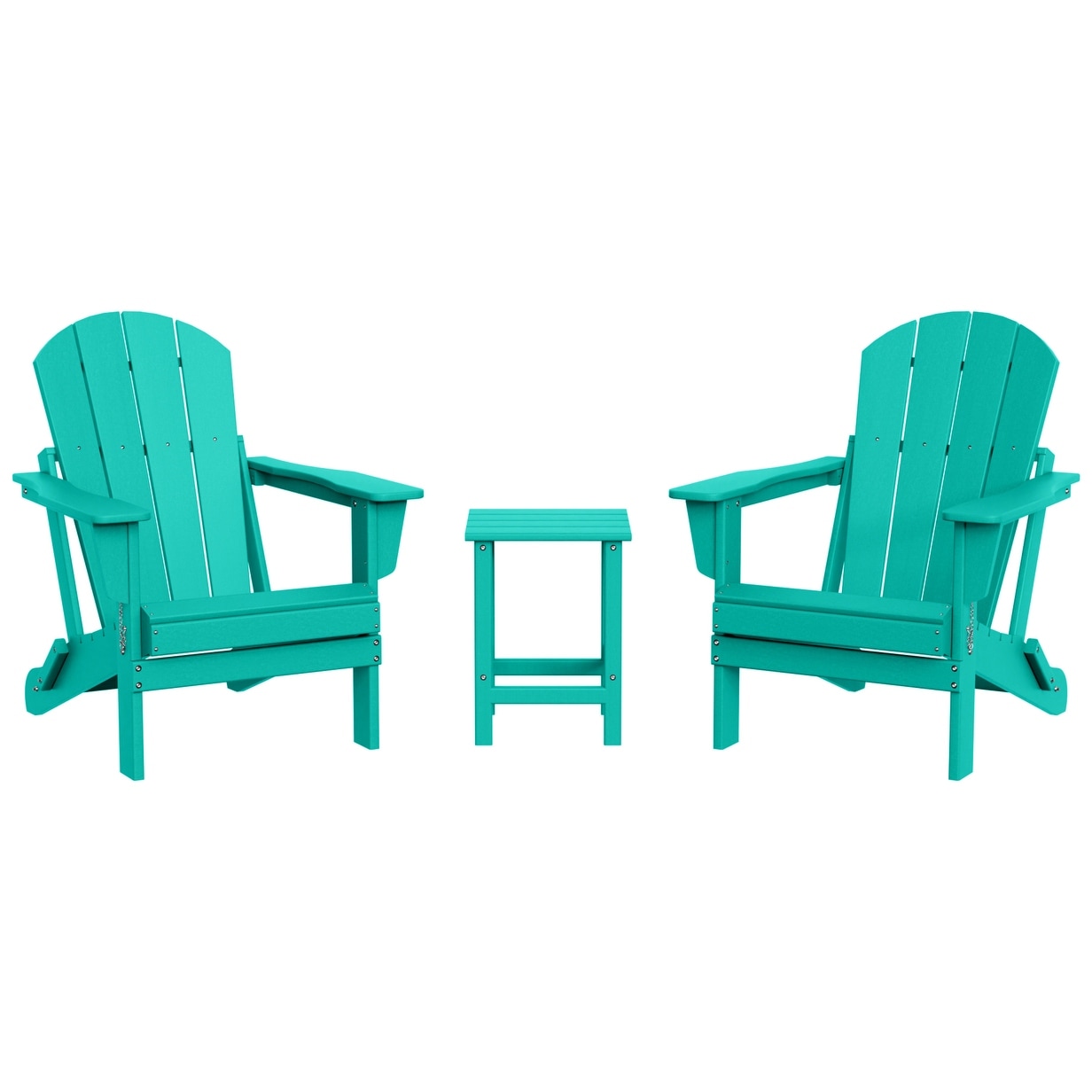 Laguna Hdpe All Weather Outdoor Patio Foldable Adirondack Chairs With Side Table (3-Piece Set)