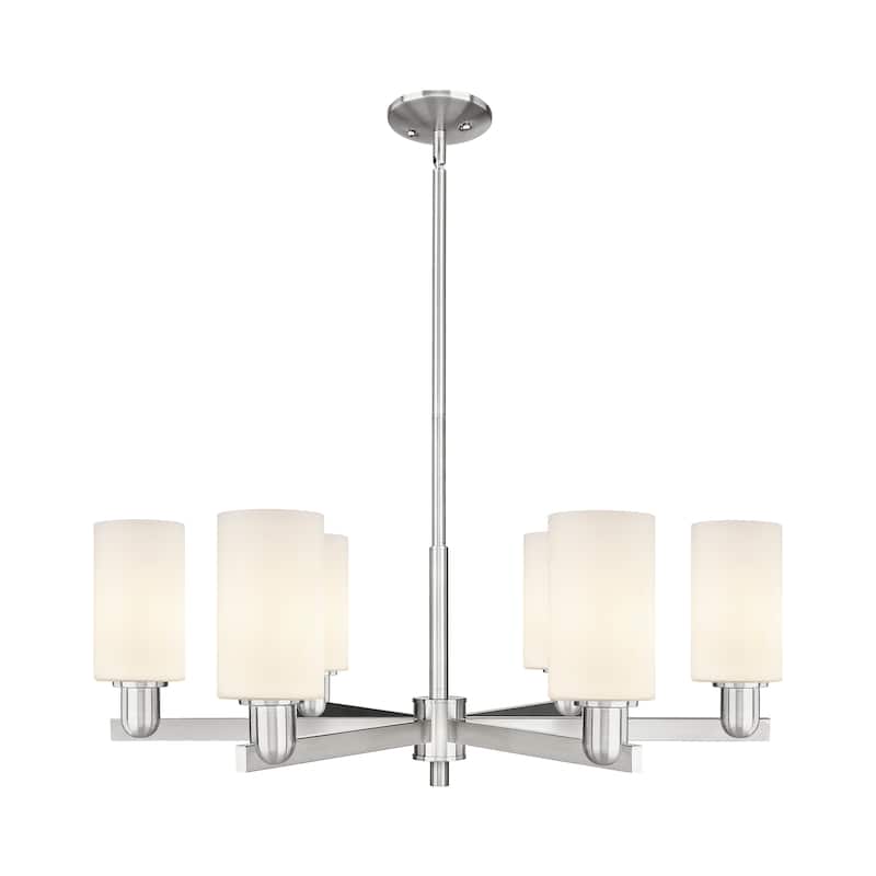 Innovations Lighting Endless Possibilities Arcadia - Clymer - 6 Light 34" Stem Hung Chandelier - Satin Nickel/Matte White