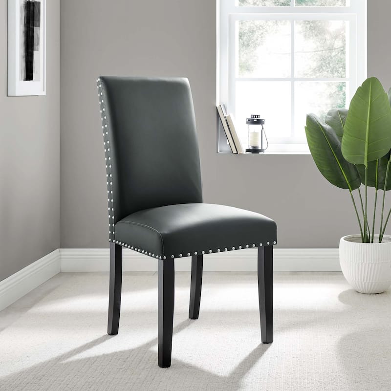 Parcel Dining Faux Leather Side Chair - Gray