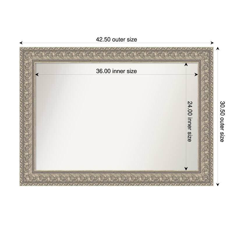 Sydney Silver Non-Beveled Framed Wall Mirror - Sydney Silver - 43 x 31 in