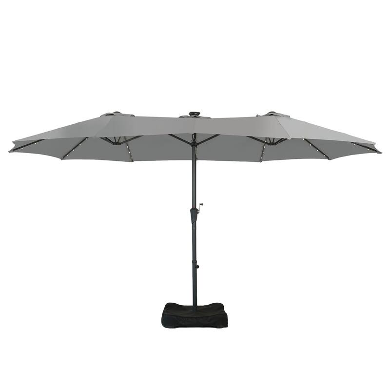 Autlaycil 15ft Retangle Patio Umbrella with Solar Lights & Base