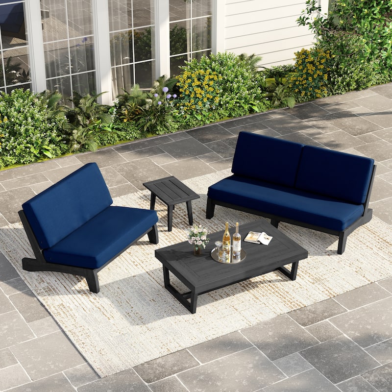 Casual Teak Sofa Loveaseat Outdoor Patio Conversation Set