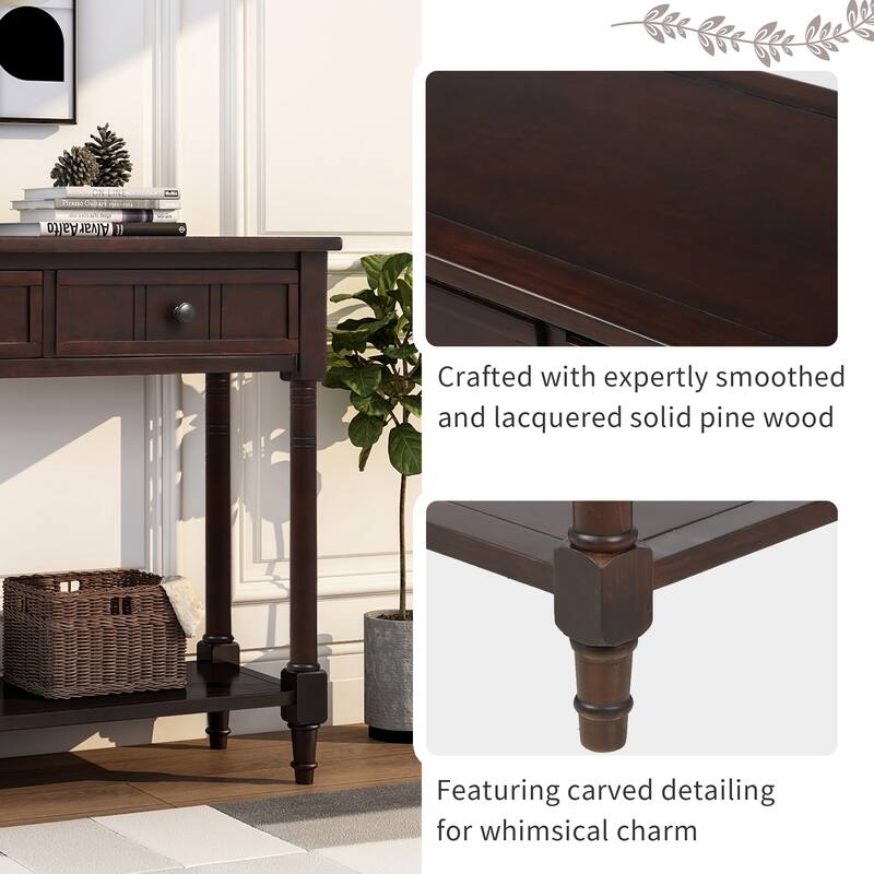 Daisy Series Console Table with 2 Drawers and Bottom Shelf