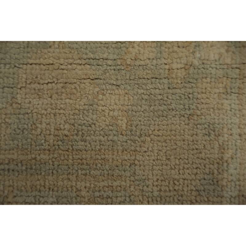 Hand Knotted Oriental 100% Wool Carpet Transitional Floral Beige & Ivories Oushak Runner Rug - 9' 6'' X 2' 8''