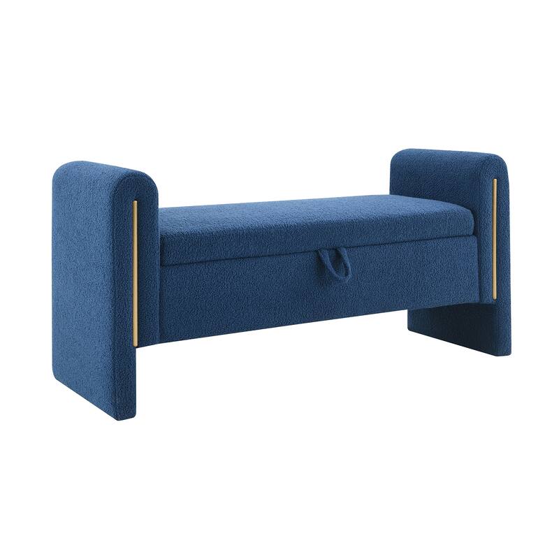 Modern Teddy Upholstered Bed End Bench with Storage and Arms