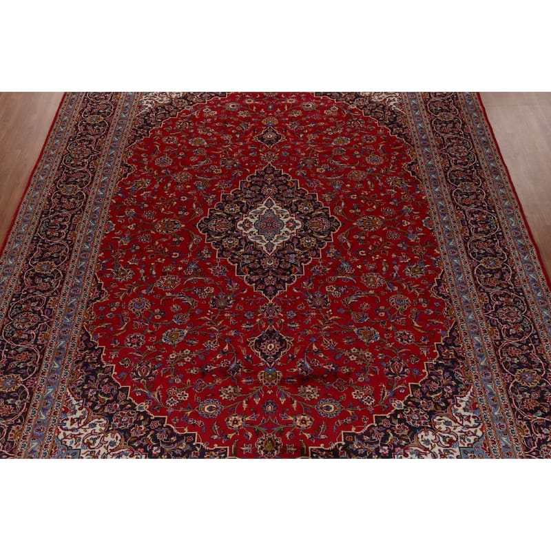 Traditional Kashan Large Persian Area Rug Hand-knotted Wool Carpet - 11'2" x 14'10"