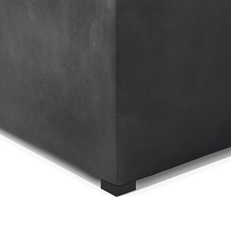 Square Coffee Table Storage Ottoman - Black
