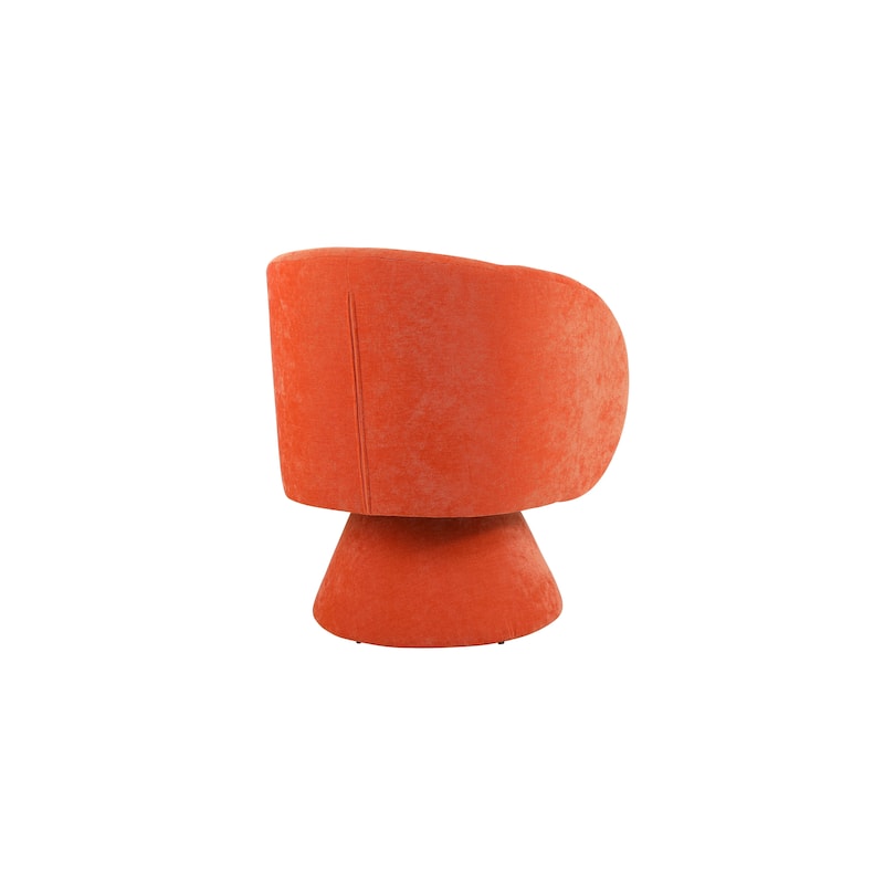 Swivel Round Barrel Chair in Fabric with Curved Backrest and Thick Padded Seat