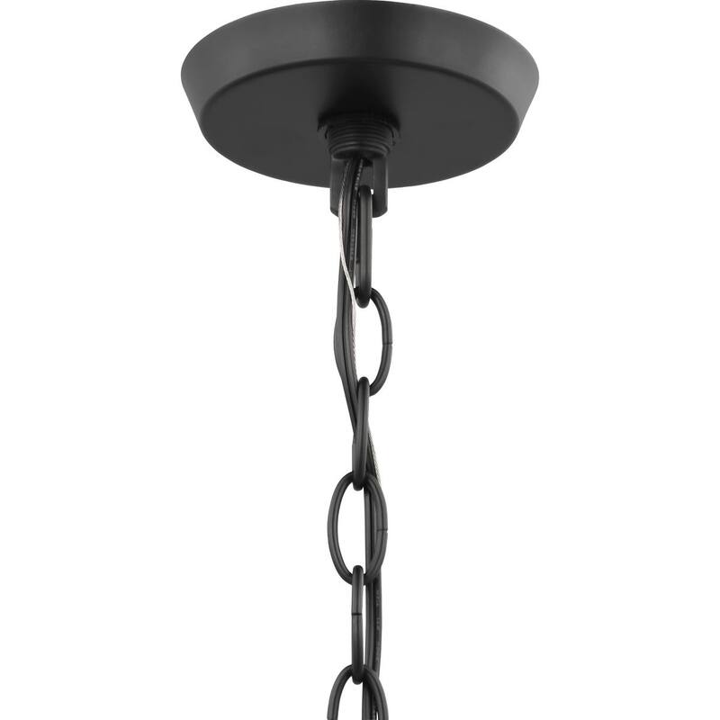 Vertex Collection Five-Light Matte Black Etched White Contemporary Chandelier - 22.5 in x 22.5 in x 15.25 in