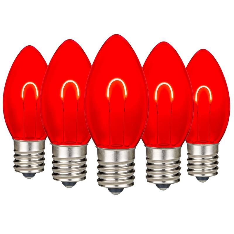 25 Pack C9 LED Outdoor Christmas Replacement Bulbs, Warm White, C9/E17 Base - Red