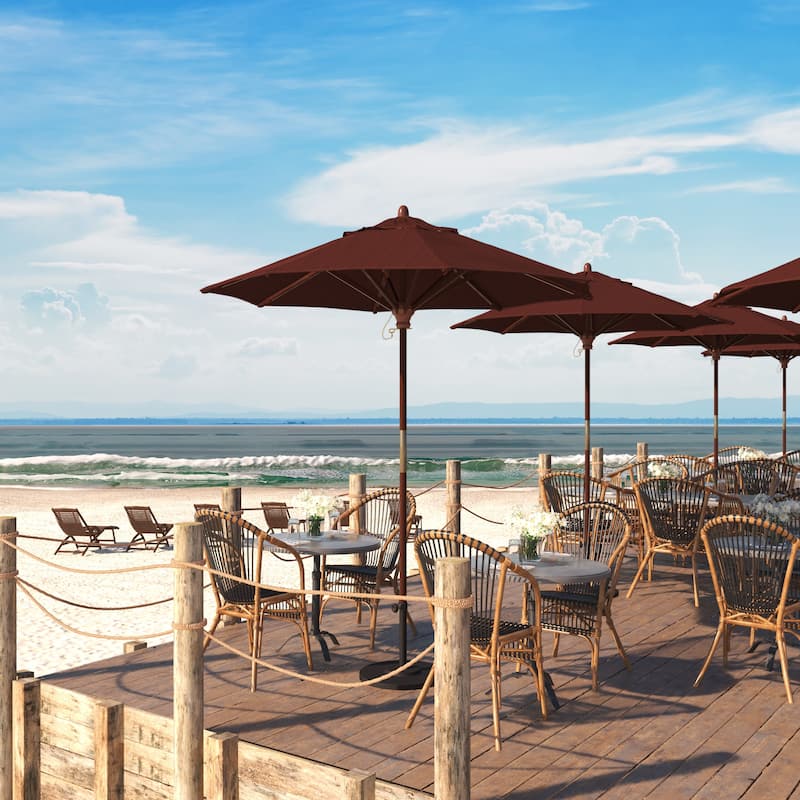 Port Lavaca 7.5ft Round Wood Umbrella by Havenside Home, Base Not Included - Terrace Adobe