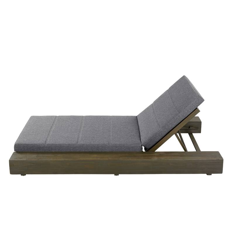 Christopher Knight Home - Amedea Outdoor Acacia Wood Chaise Lounge with Adjustable Backrest & Water-Resistant Cushion