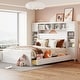 preview thumbnail 16 of 43, Queen Wooden Bed with Storage and Outlets - Elegant Grey Design