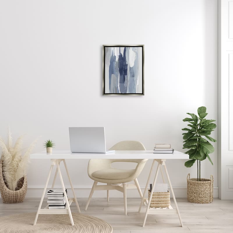 Stupell Layers of Blue and White Abstract Movements Floater Frame