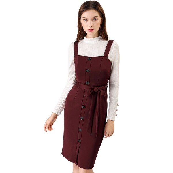 maroon overall dress