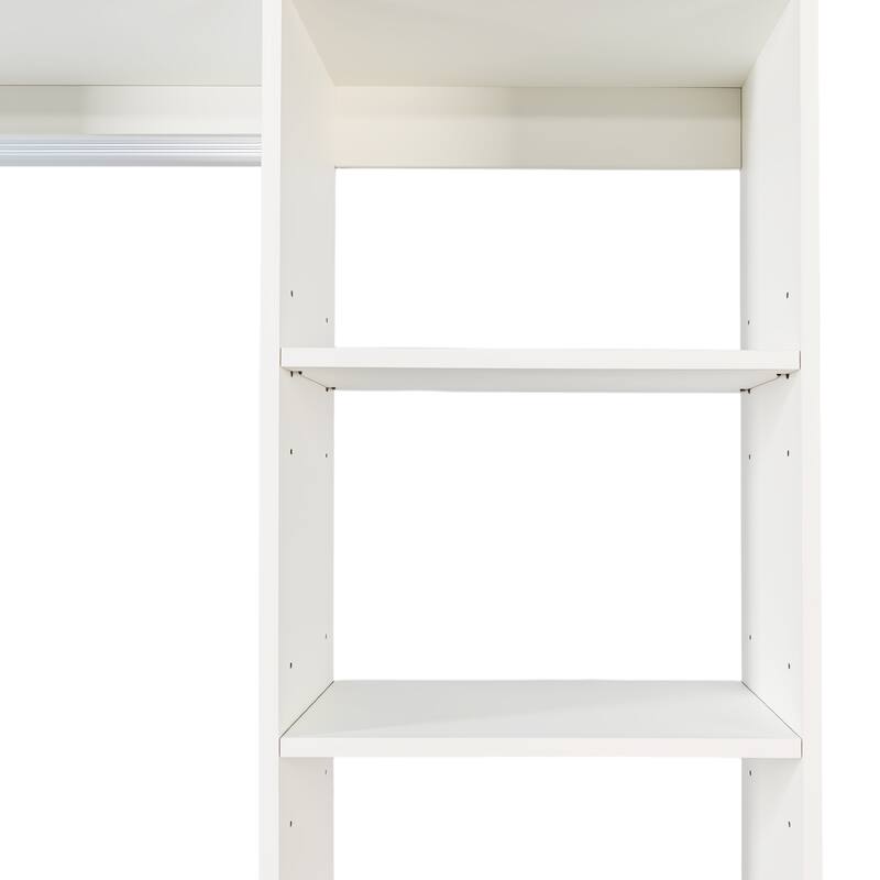 Freestanding Closet System with 6 open Shelves,74.8''Heigh Closet with 1 Wood Drawers,Wood Walk-in Closet with 2 Hanging Rod