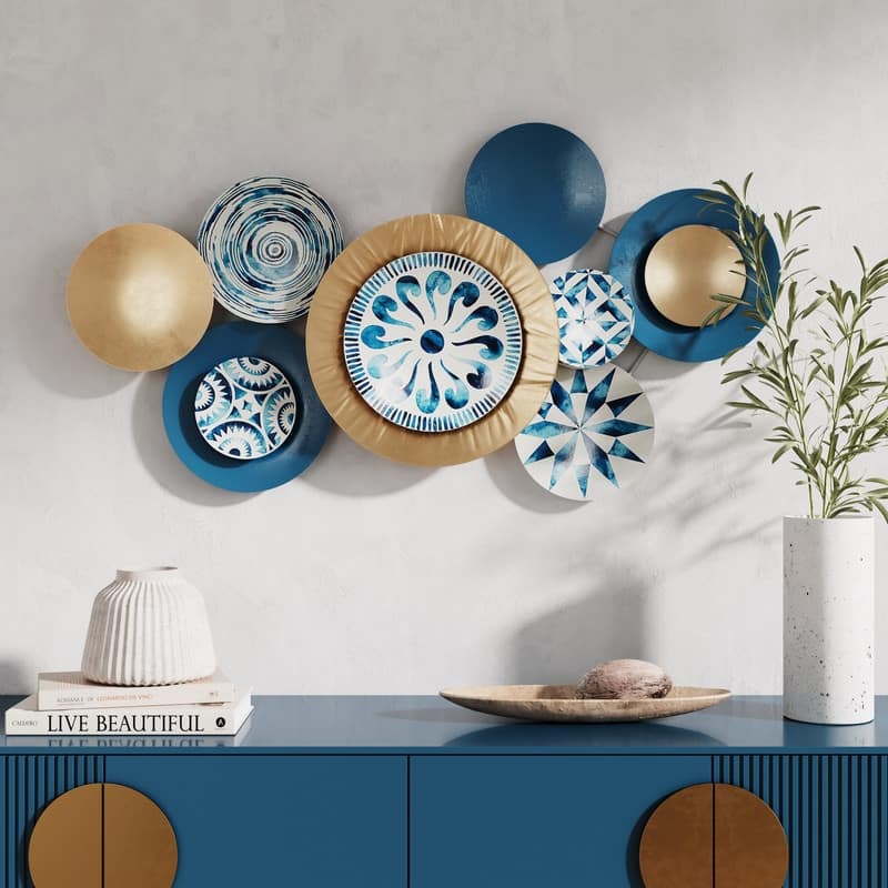 Lorelai Modern Abstract Plate Metal Wall Art - 24"H x 45"W x 2.25"D