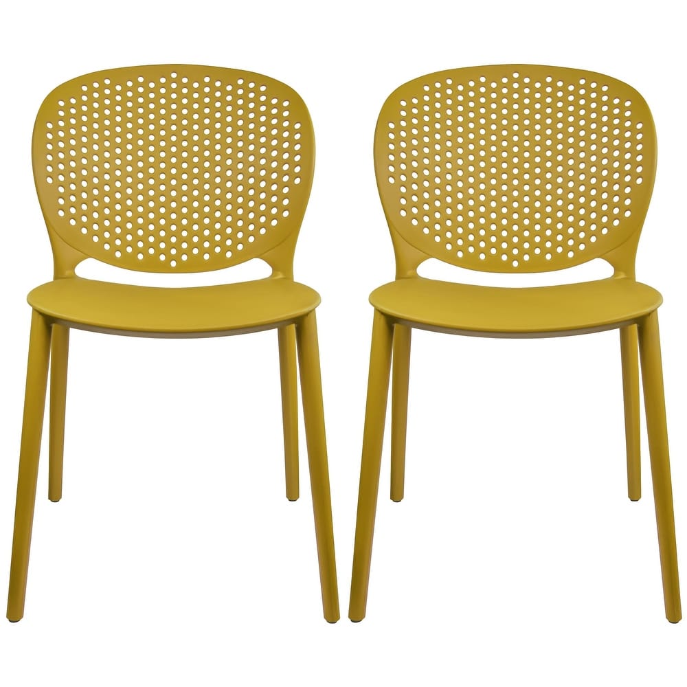 Armless Stacking Molded Matte Dining Side Chairs Patio Indoor Outdoor Kitchen Bedroom Set of 2
