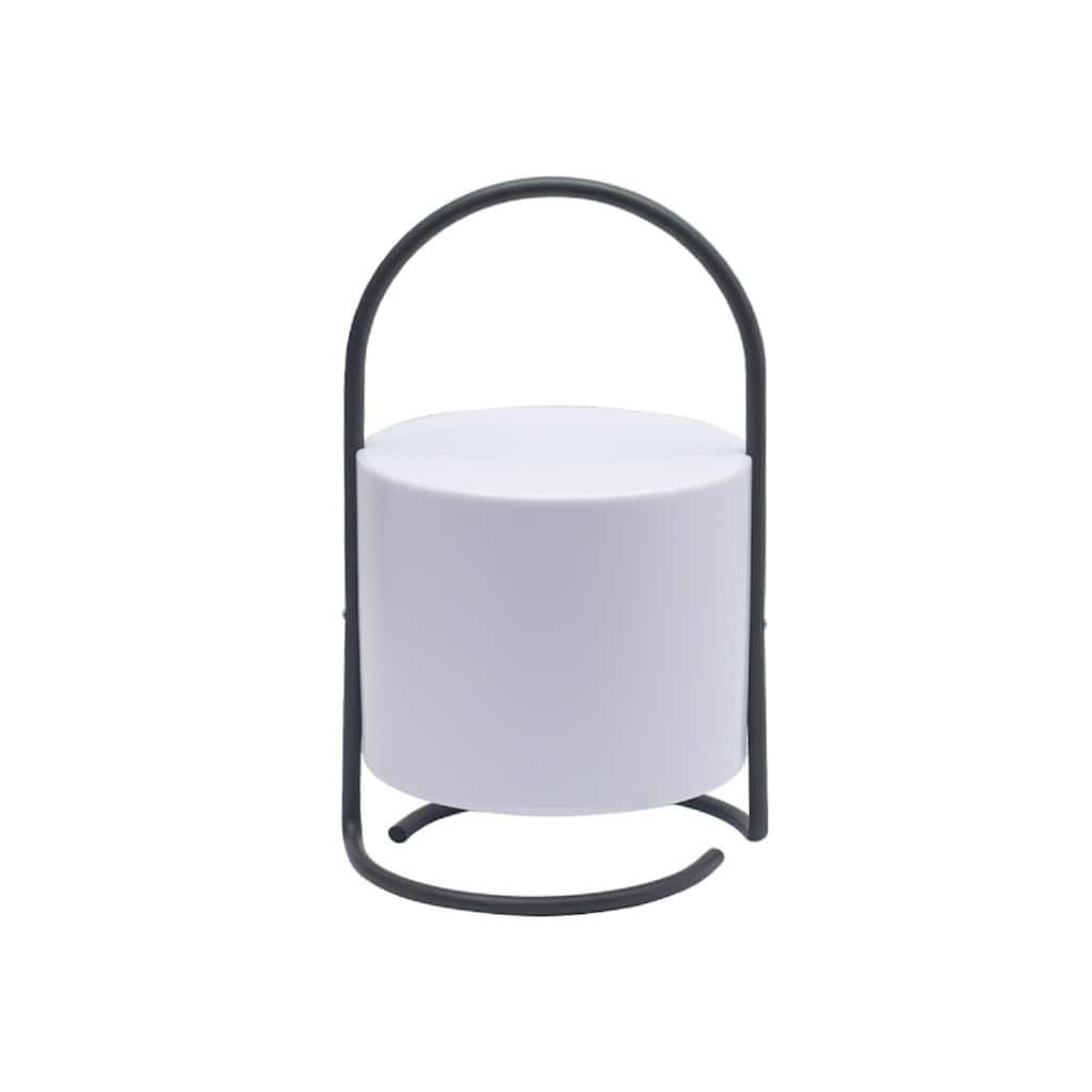 Lighted Flameless Outdoor Lantern Candle with Stand - 11.75" - White and Black