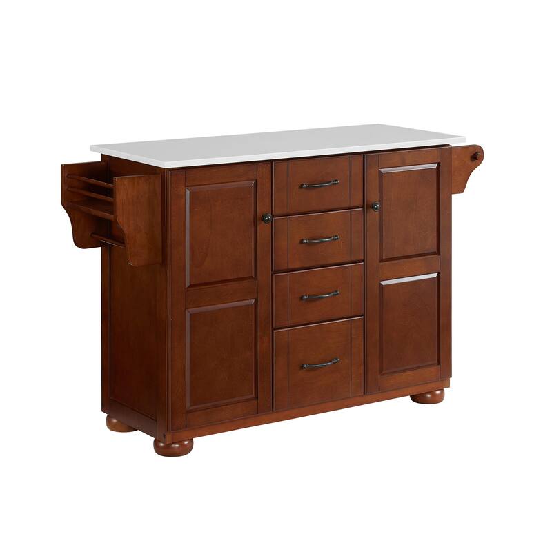 Kitchen Island Stone Top Portable Cart Storage Cabinet Modern Kitchen Furniture