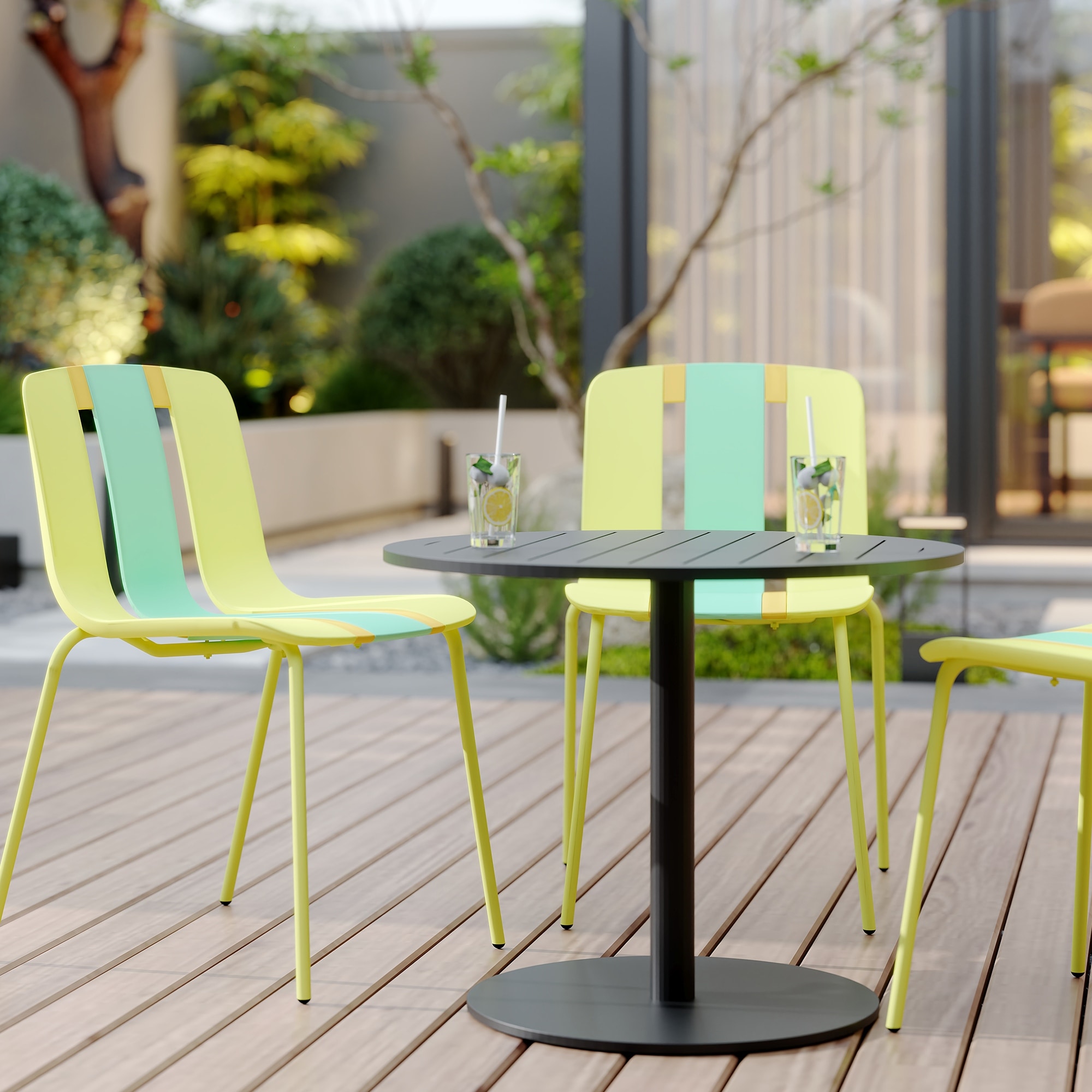 4-Pack Modern Striped Color Block Chairs