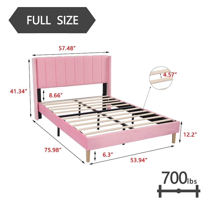 Alazyhome Upholstered Platform Bed Frame - Pink - Full