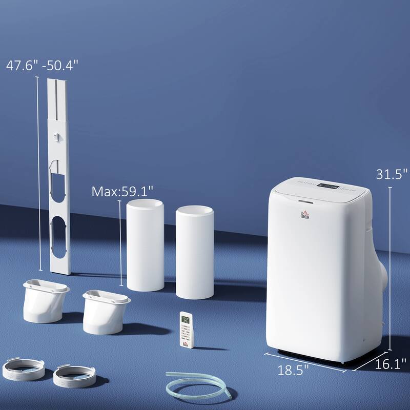 HOMCOM Dual Hose Portable Air Conditioner High Efficiency Inverter, 3-in-1 14000 BTU AC Unit with Cool, Dehumidifier & Fan