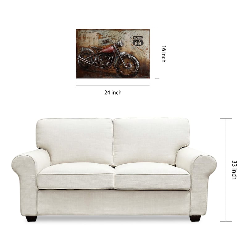 "Motorcycle 5" Mixed Media Iron Hand Painted Dimensional Wall Art