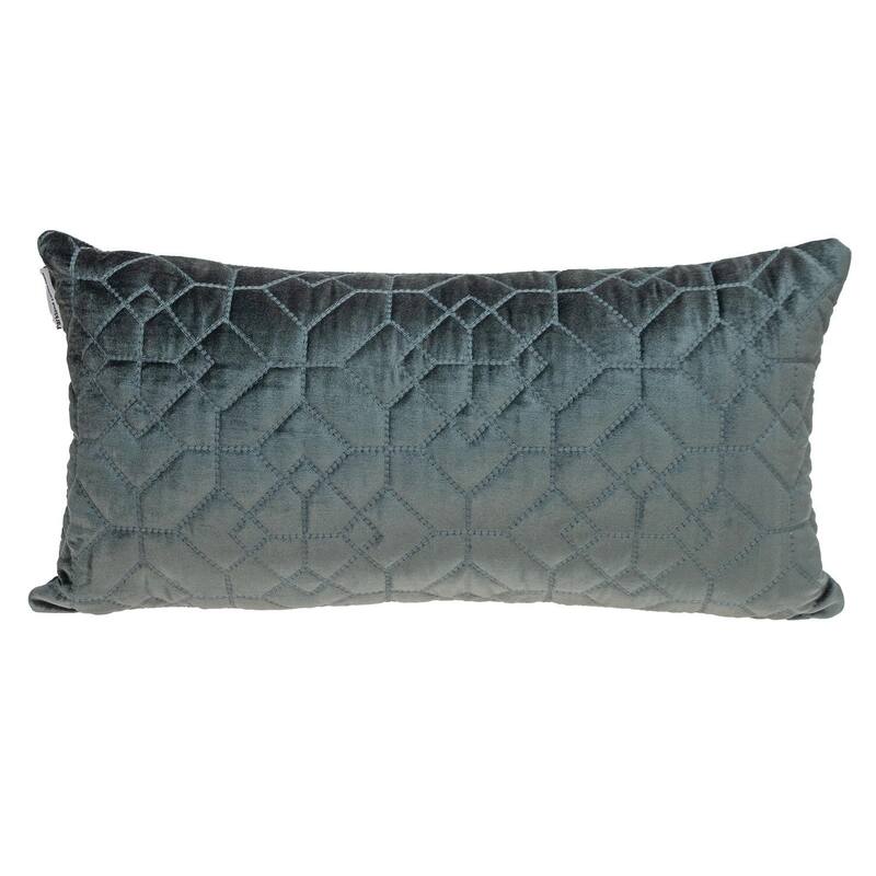 Navy Quilted Velvet Geo Lumbar Decorative Pillow - Charcoal