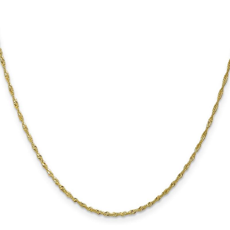 Curata 10k Yellow Gold 1.4mm Singapore Chain Necklace (Spring Ring)