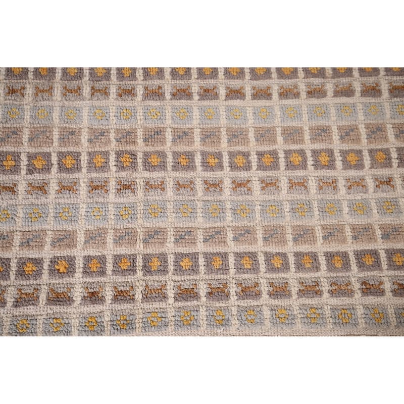 All-Over Checkered Moroccan Area Rug Handmade Wool Carpet - 4'11"x 7'6"