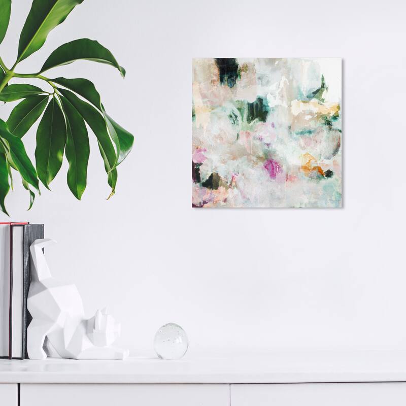 Wynwood Studio Canvas Abstract Take me there White and Dark Green Modern & Contemporary Wall Art Canvas Print - 12 x 12