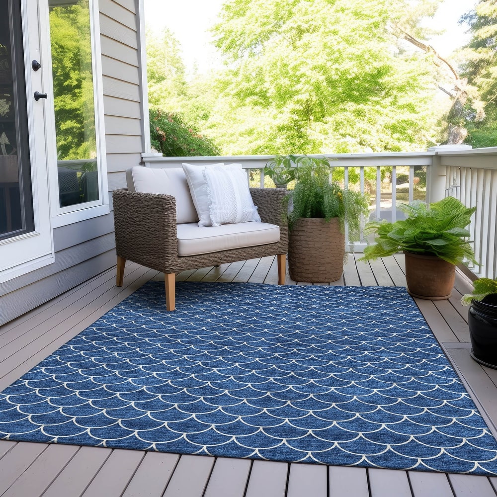 Machine Washable Indoor/ Outdoor Chantille Modern Geo Rug