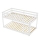 preview thumbnail 14 of 18, Twin over Twin Floor Bunk Bed with Ladder & Guardrails, Wood Bedframe